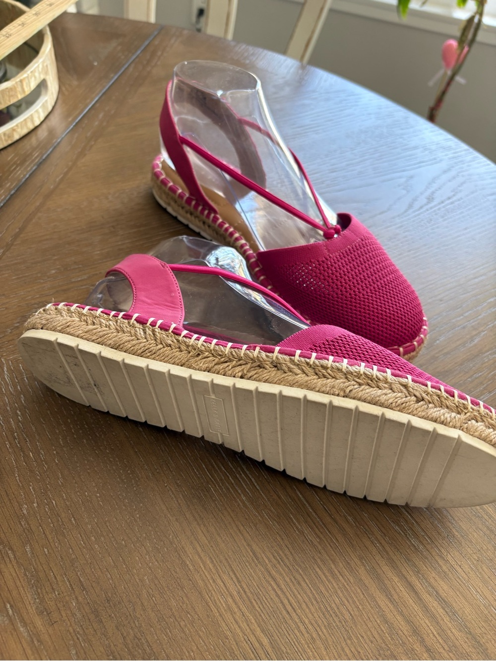 Kelly & Katie Hot Pink Knit Espadrille Slingback Flats - Picture 2 of 4